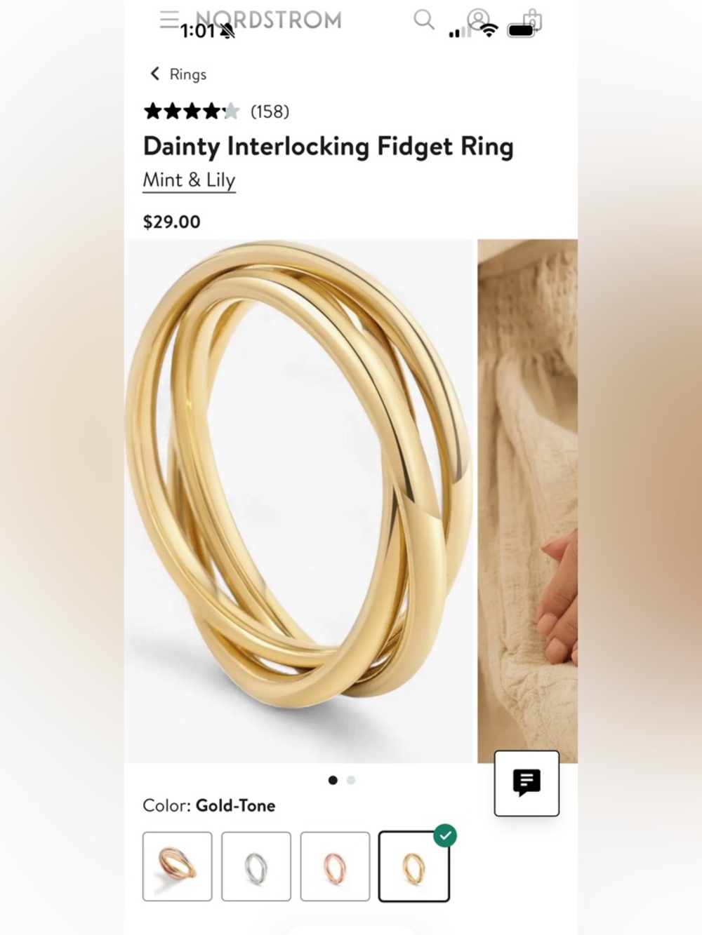 Dainty Interlocking Fidget Ring- Women Jewelry
